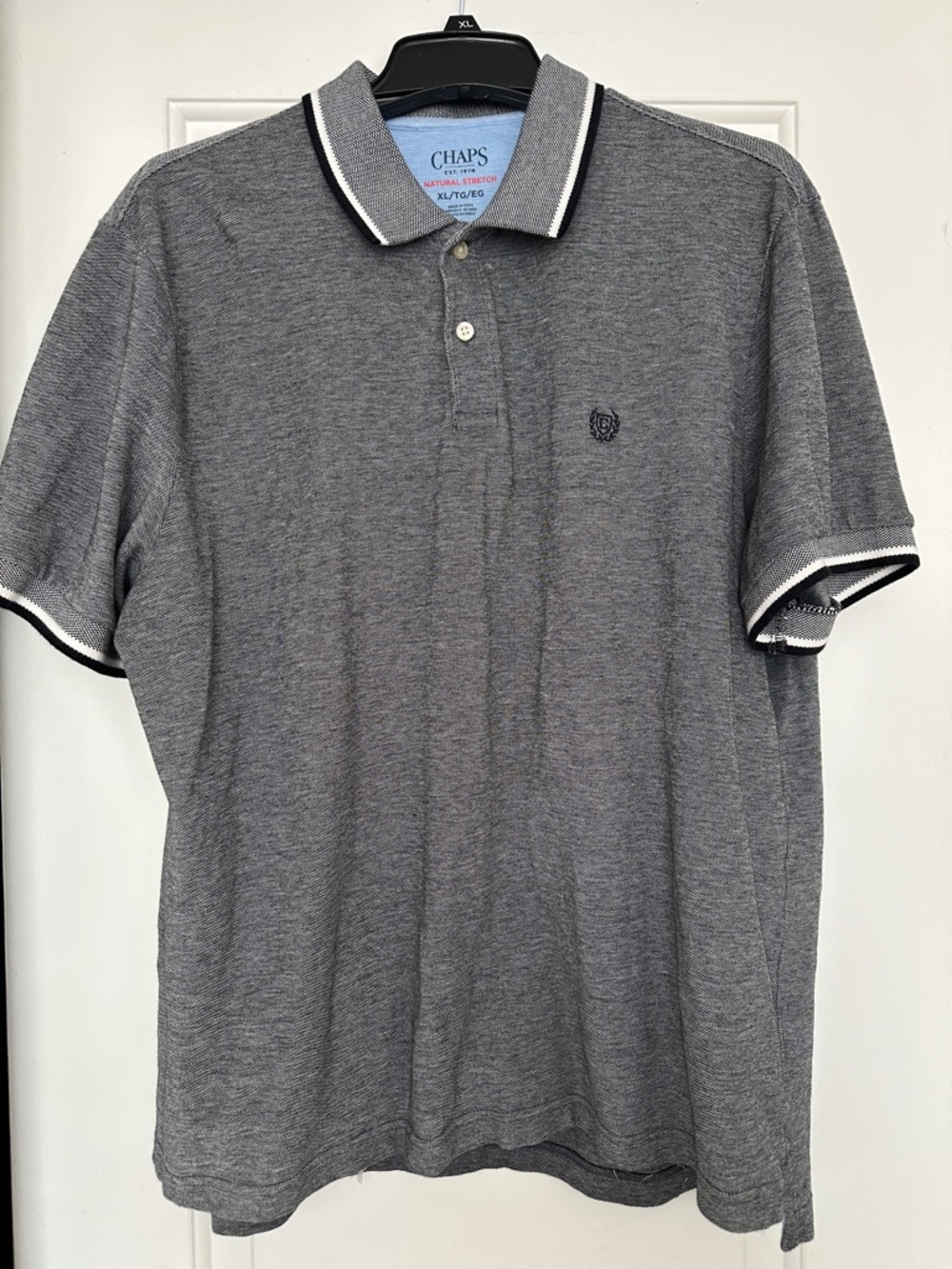 Chaps Men’s Grey Polo with Contrast Tipping